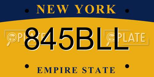 845BLL New York License Plate