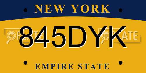 845DYK New York License Plate