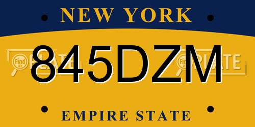845DZM New York License Plate