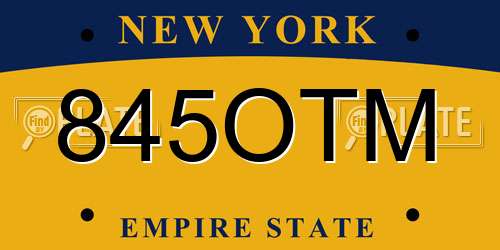 845OTM New York License Plate
