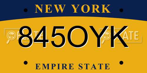 845OYK New York License Plate