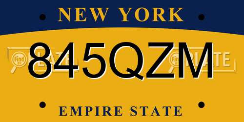 845QZM New York License Plate