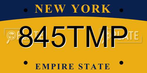 845TMP New York License Plate