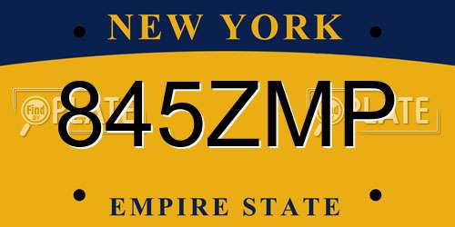 845ZMP New York License Plate