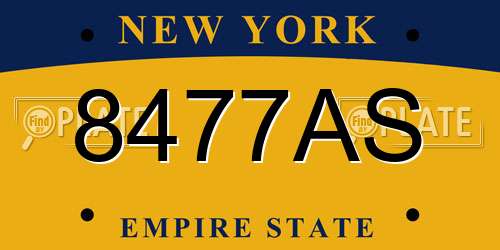 8477AS New York License Plate