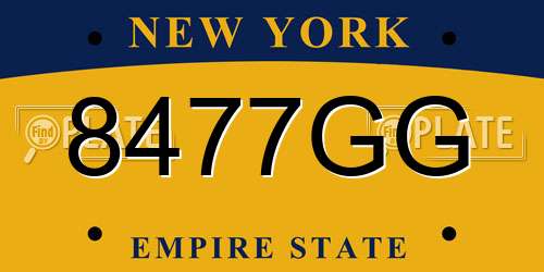 8477GG New York License Plate
