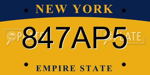 847AP5 New York License Plate