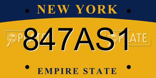 847AS1 New York License Plate