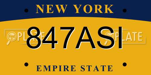 847ASI New York License Plate