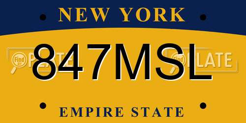 847MSL New York License Plate