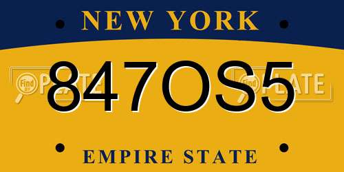847OS5 New York License Plate