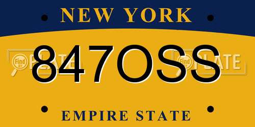 847OSS New York License Plate