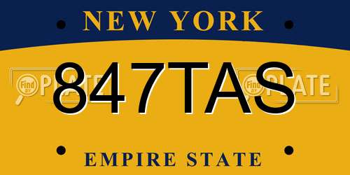 847TAS New York License Plate