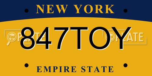 847TOY New York License Plate