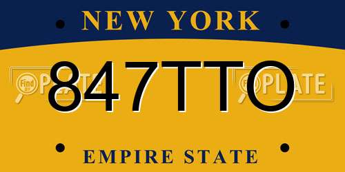 847TTO New York License Plate