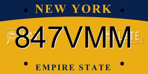847VMM New York License Plate