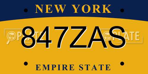 847ZAS New York License Plate