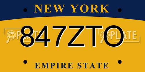 847ZTO New York License Plate