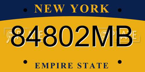 84802MB New York License Plate