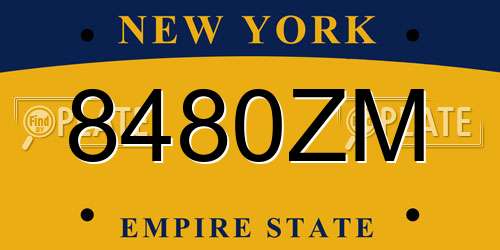 8480ZM New York License Plate