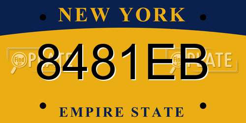 8481EB New York License Plate