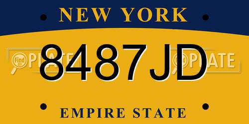 8487JD New York License Plate