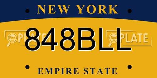 848BLL New York License Plate