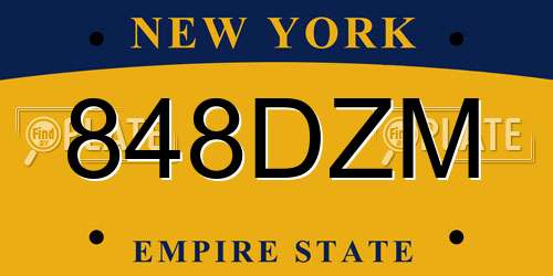 848DZM New York License Plate