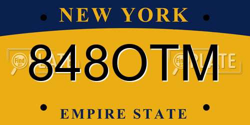 848OTM New York License Plate