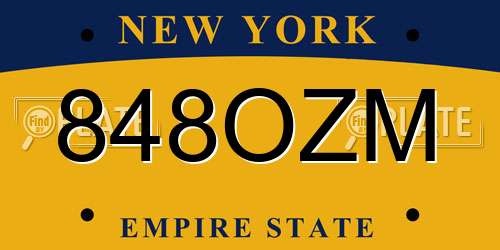 848OZM New York License Plate
