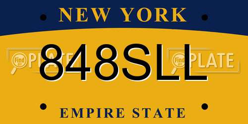 848SLL New York License Plate