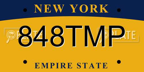848TMP New York License Plate