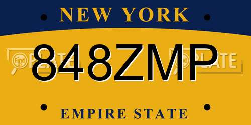 848ZMP New York License Plate
