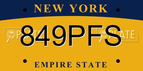 849PFS New York License Plate