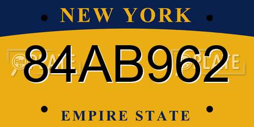 84AB962 New York License Plate