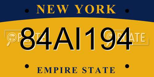 84AI194 New York License Plate