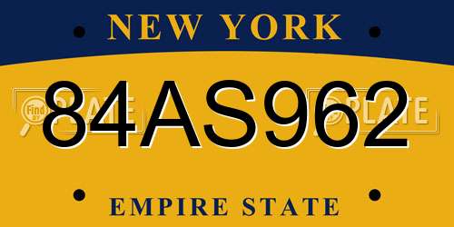 84AS962 New York License Plate