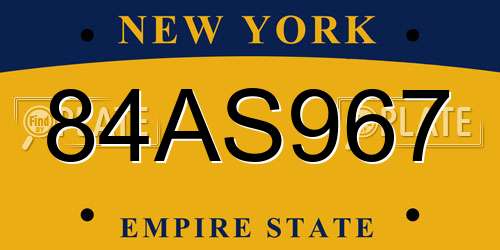 84AS967 New York License Plate