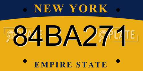 84BA271 New York License Plate