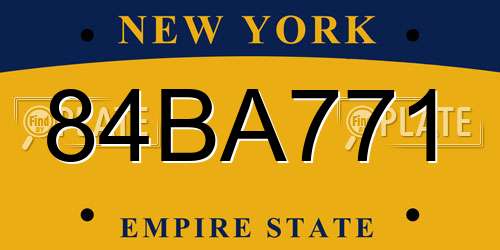 84BA771 New York License Plate