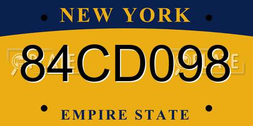 84CD098 New York License Plate