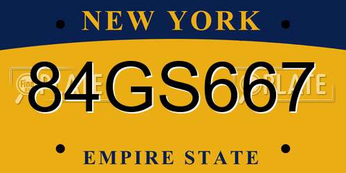 84GS667 New York License Plate