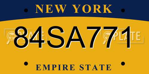84SA771 New York License Plate