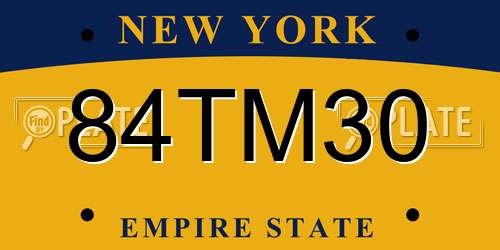 84TM30 New York License Plate