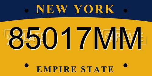 85017MM New York License Plate