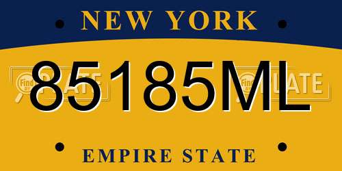 85185ML New York License Plate