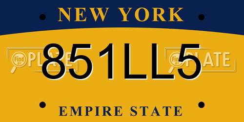 851LL5 New York License Plate