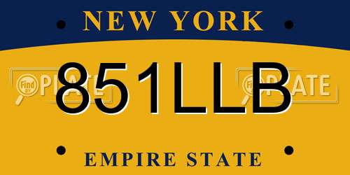 851LLB New York License Plate
