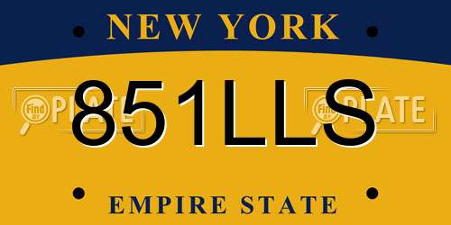 851LLS New York License Plate