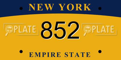 852 New York License Plate
